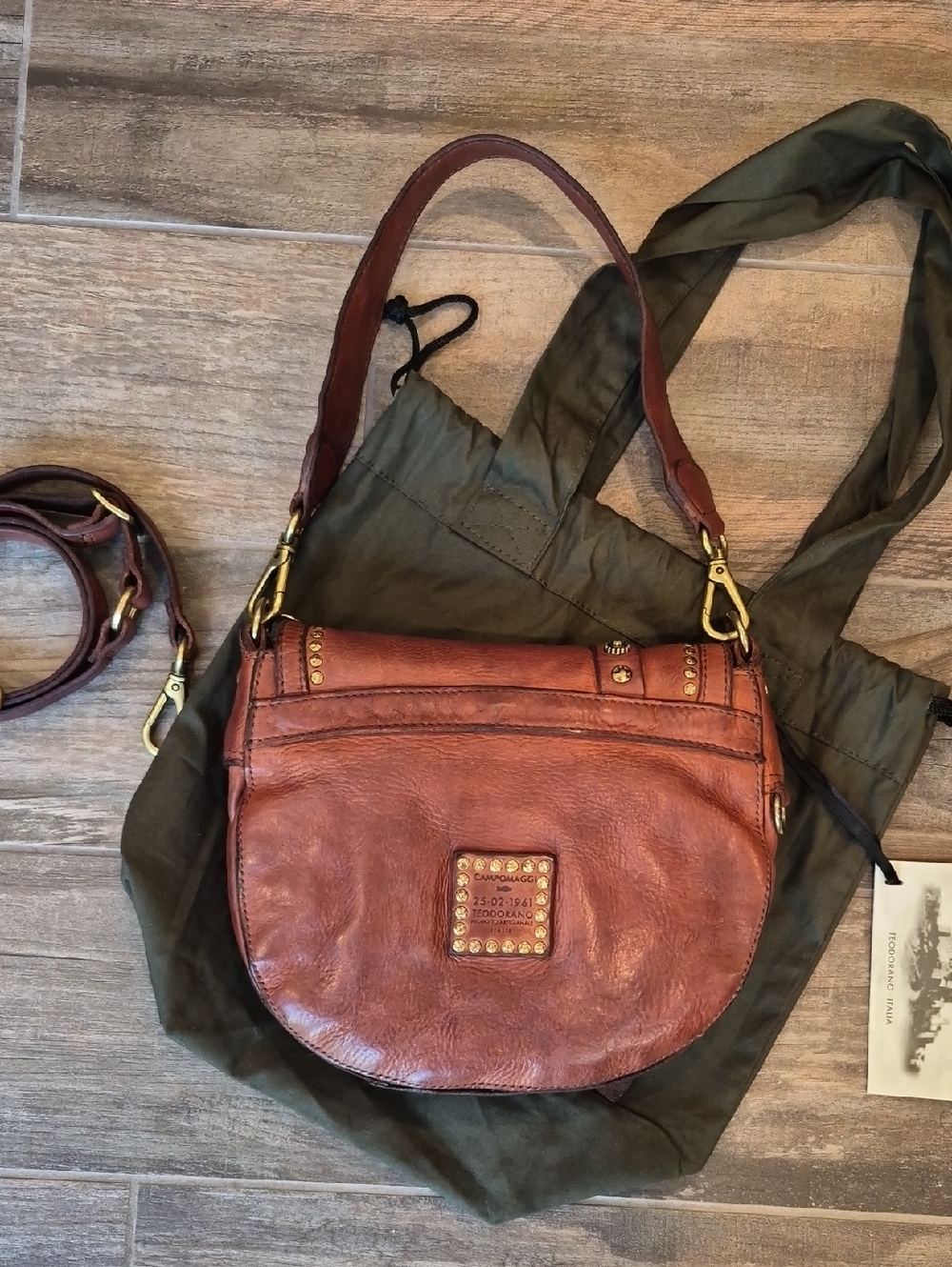 Campomaggi Felloniche Cognac "GIOACHINA" Genuine Leather Shoulder Crossbody Bag - Picture 4 of 16